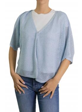 Cardigan con gancio scollo a V manica corta 